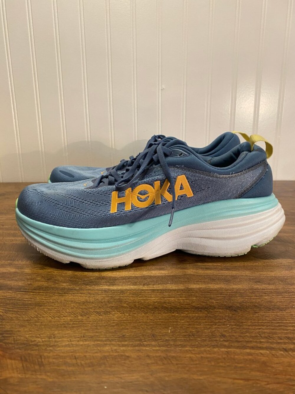 HOKA Bondi 8 Wide Running Shoes Blue and Mint - Men's Size 9.5 2E - Picture 4 of 15